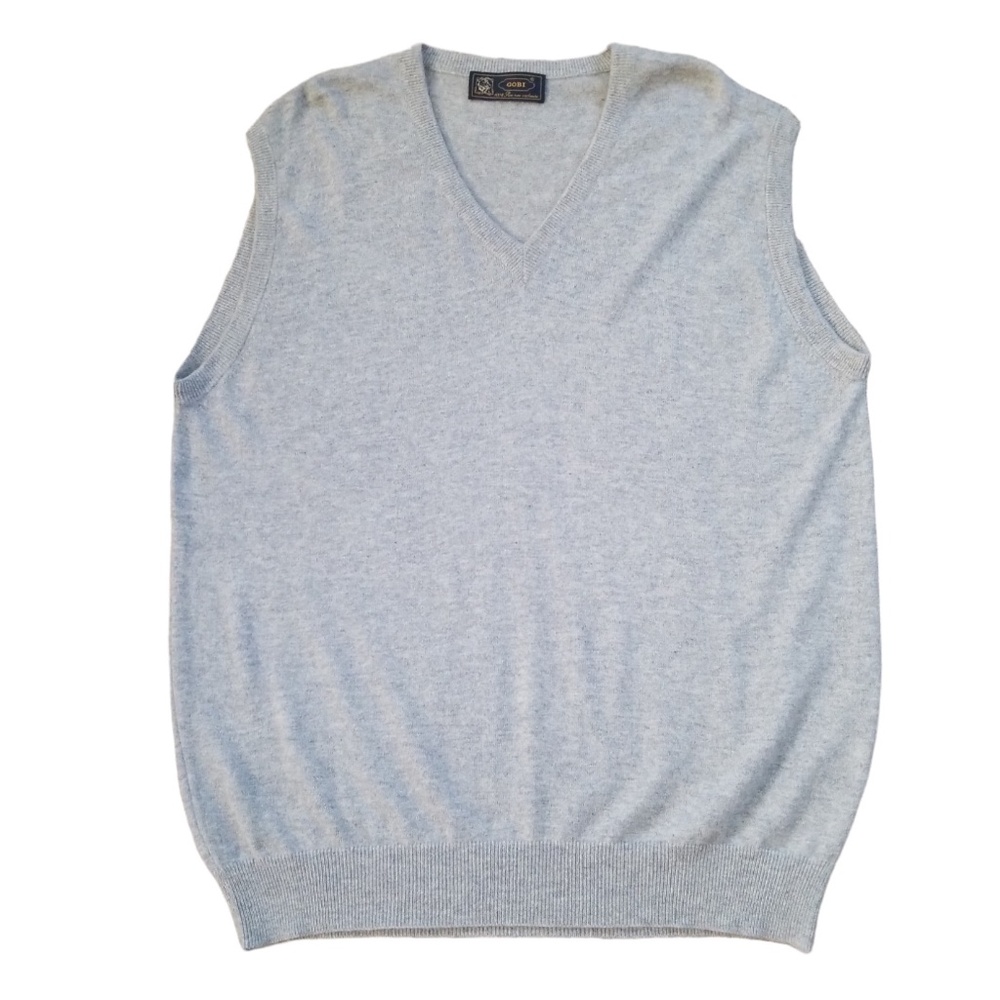 GOBI Men’s Gray Cashmere V-Neck Sweater Vest Size Xlarge‎